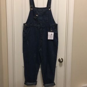 DARK BLUE DENIM JEANS COTTON OVERALL JUMPSUIT